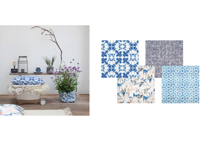 Decorative blue fabrics